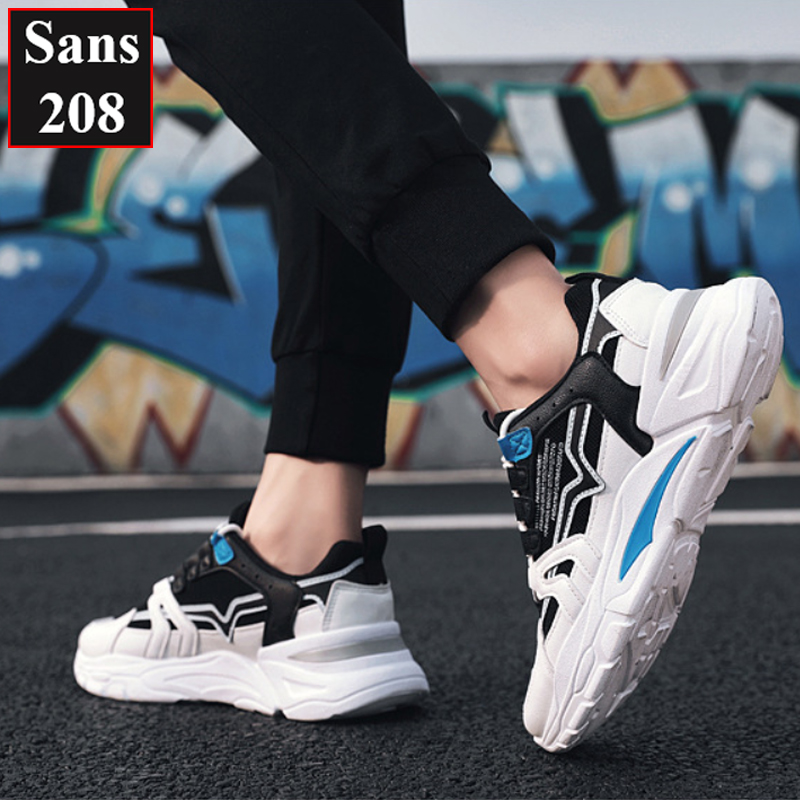 Giày thể thao nam sneaker đế cao Sans208 cổ thấp đen đỏ vàng xanh sport đẹp hàn quốc trẻ trung