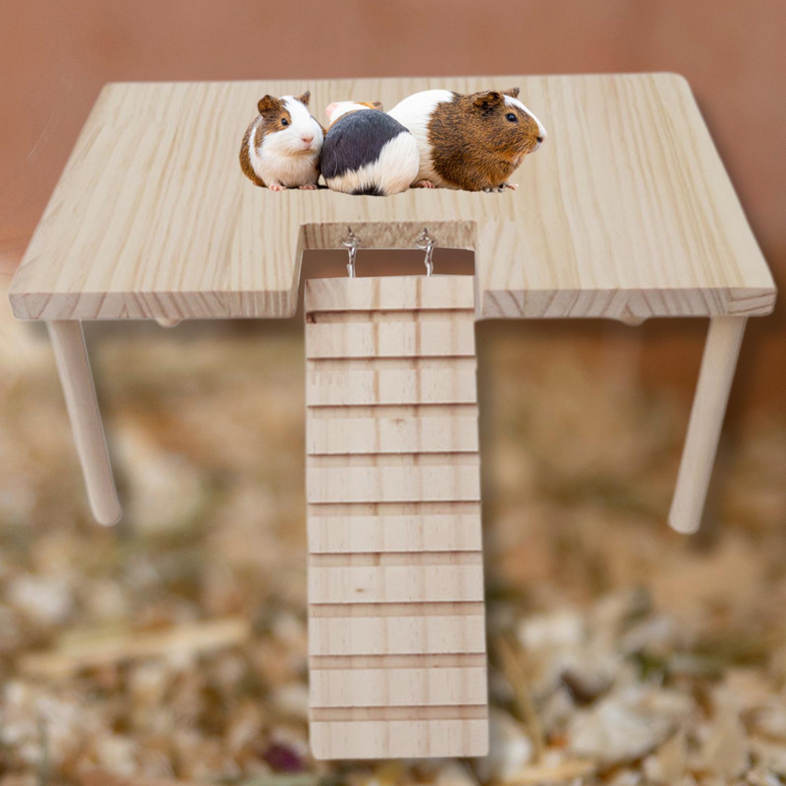 Small Pet Wooden Platform with Stairs Stable for Hamster Rat Squirrel Chinchilla