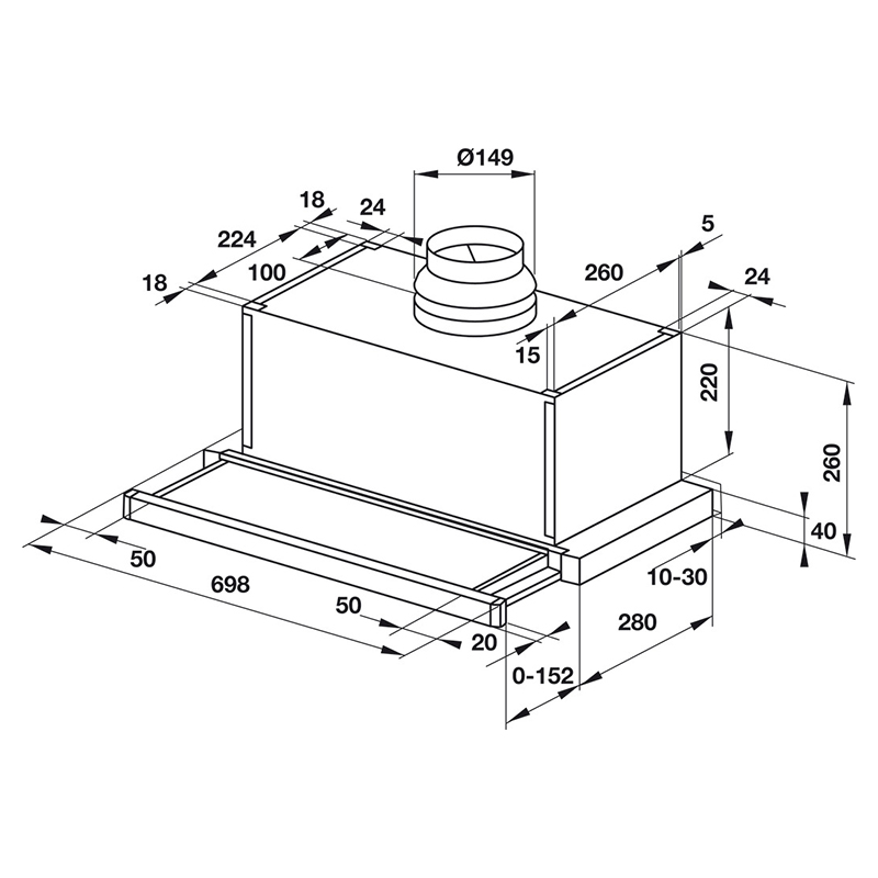 Máy hút mùi âm tủ Hafele HH-SG70A 533.89.021 - Hàng chính hãng