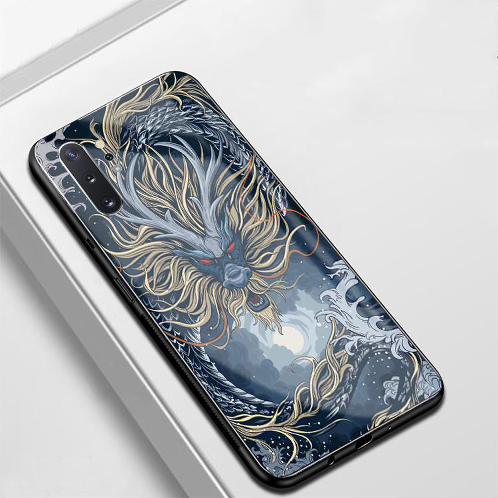 Ốp lưng Samsung Galaxy A50 hình rồng mặt kính cường lực sáng bóng