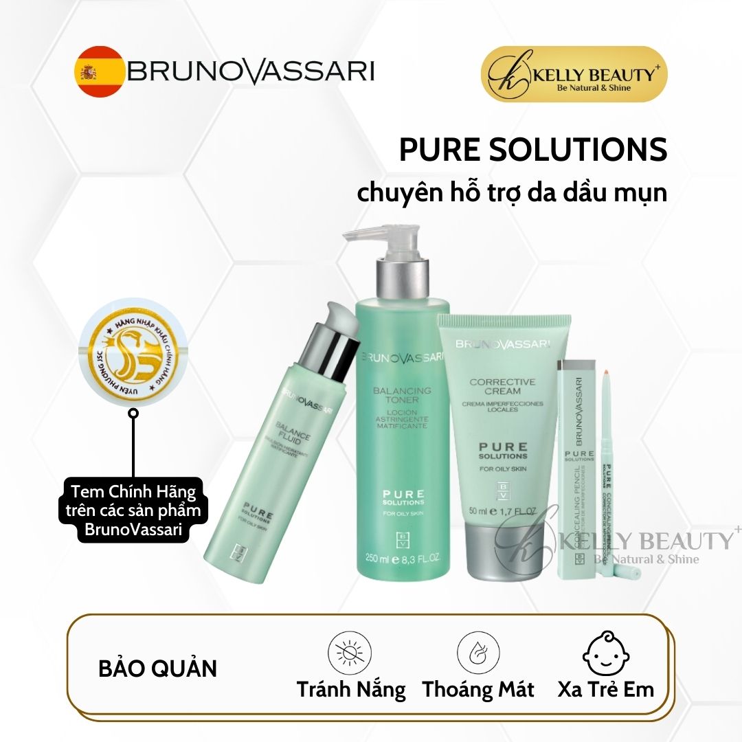 Toner Cân Bằng Cho Da Dầu Mụn Pure Solutions Balancing Toner - Bruno Vassari | Kelly Beauty