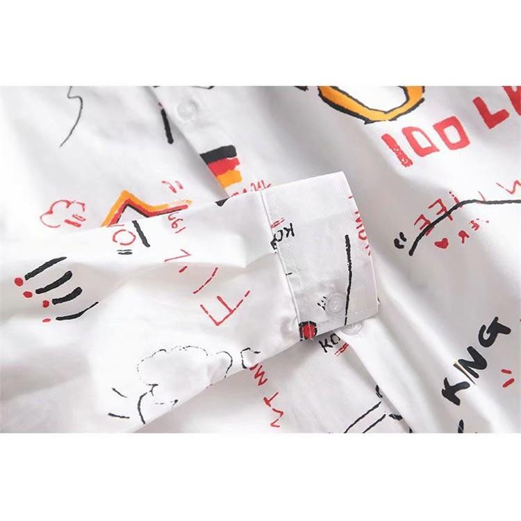 Đơn giản Thời trang Áo sơ mi nam dài tay In ấn Hoa văn