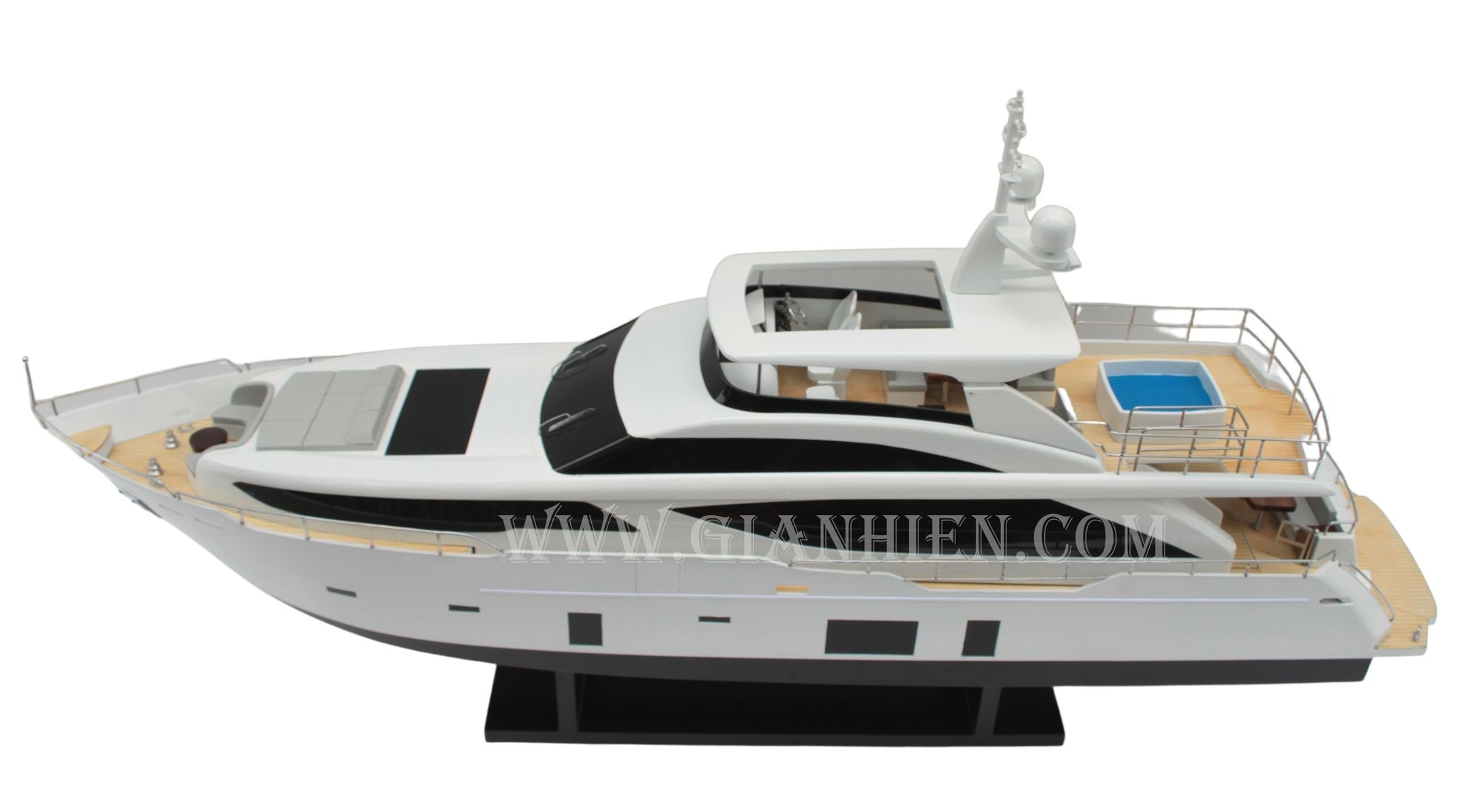 Mô hình Du Thuyền hiện đại PRINCESS SUPERYACHTS 30M (White Black) 90cm (Giá xưởng)