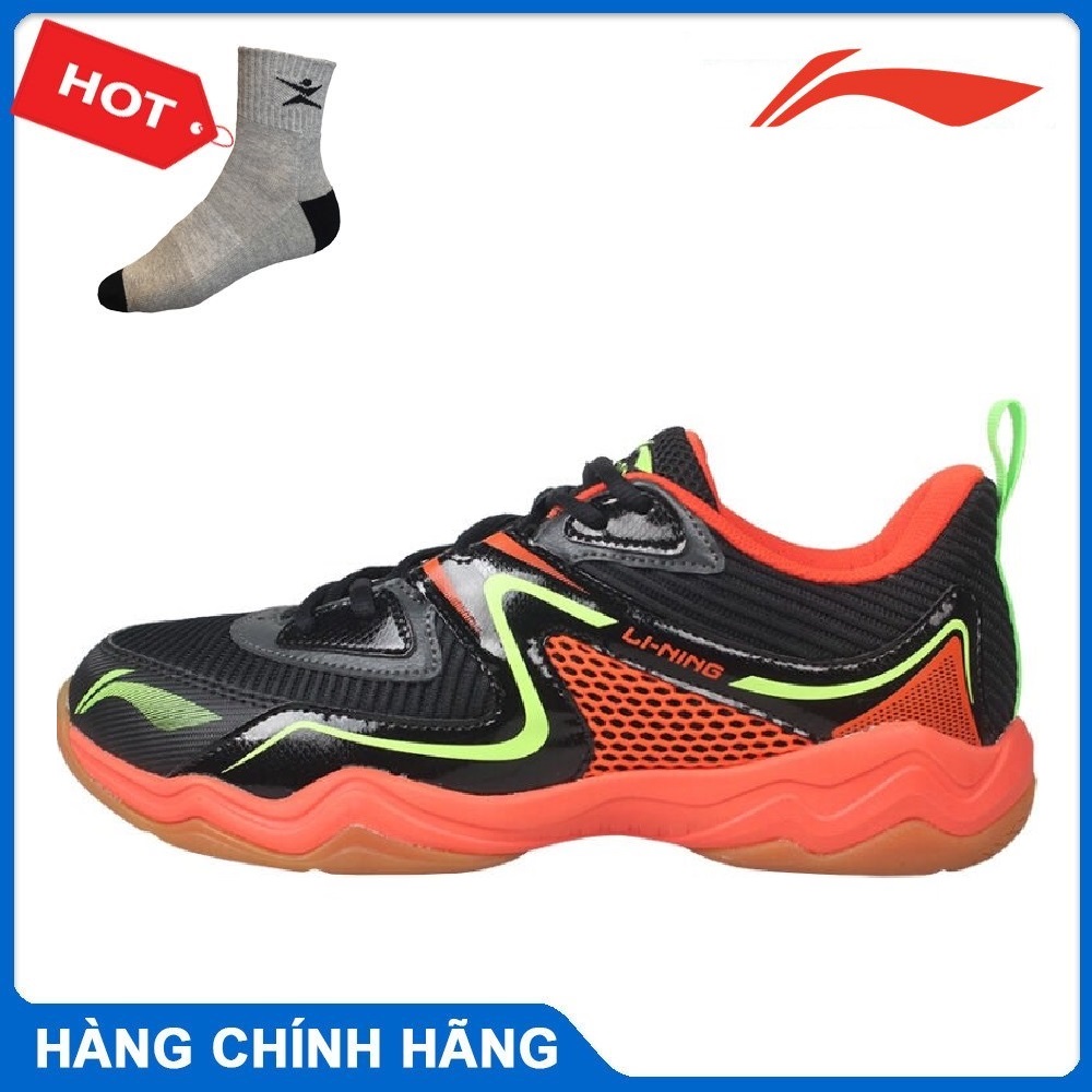 Giày cầu lông nam Lining AYTQ017-3 màu đỏ đen hàng chính hãng - Tặng kèm tất Bendu chính hãng