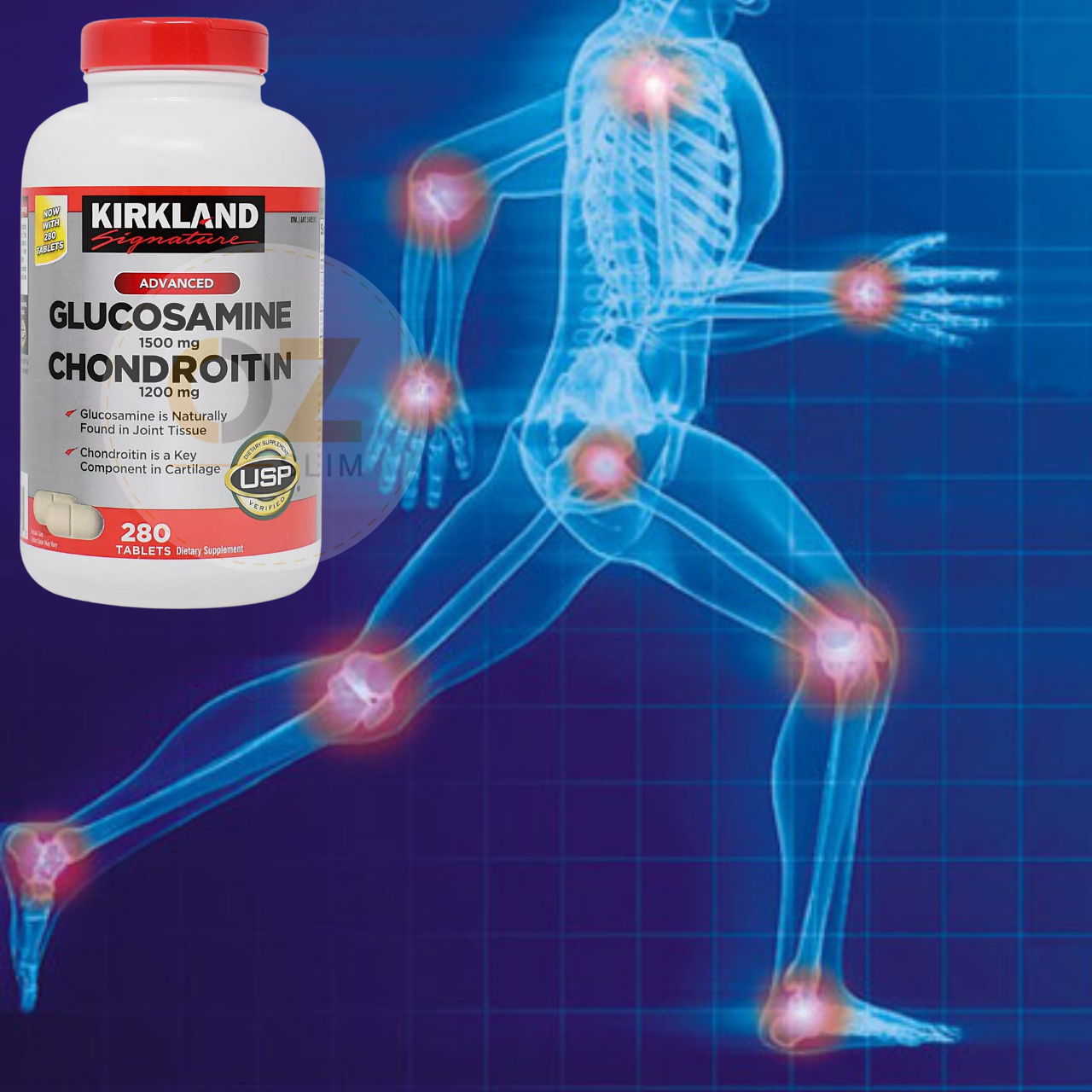 Glucosamine 1500mg Chondroitin 1200mg Kirkland Signature Mỹ- Giảm các triệu chứng đau nhức xương khớp hiệu quả - OZ Slim Store