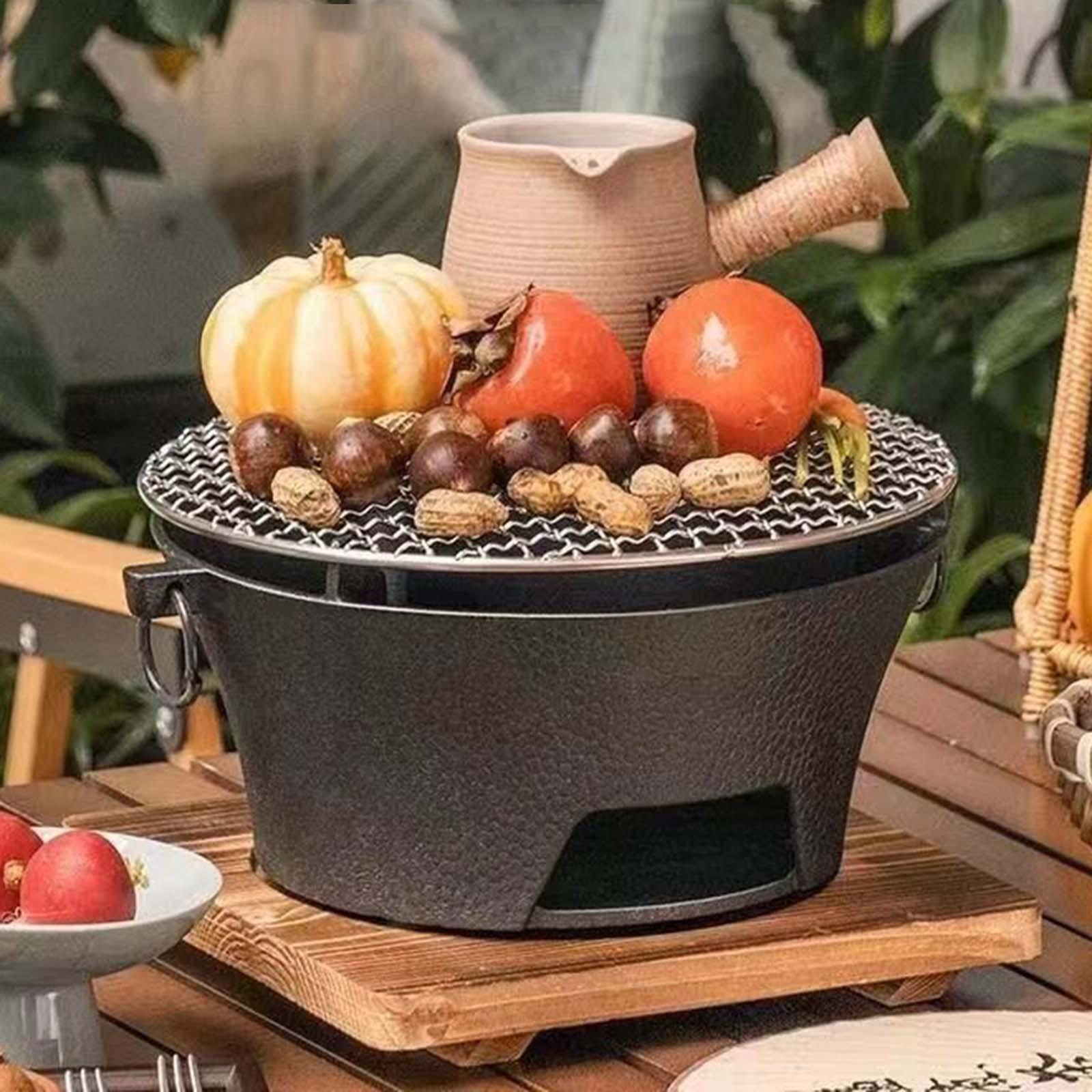 Portable Grill Round Firepit Bowl Furnace for Garden Hiking Picnic S