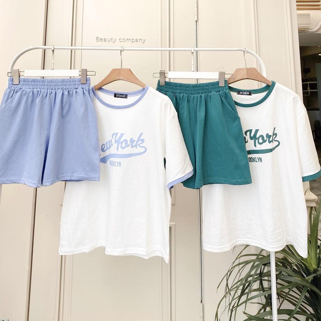 Bộ đồ thun NEW YORK 100% cotton nhiều màu ulzzang basic - Made by Fiin