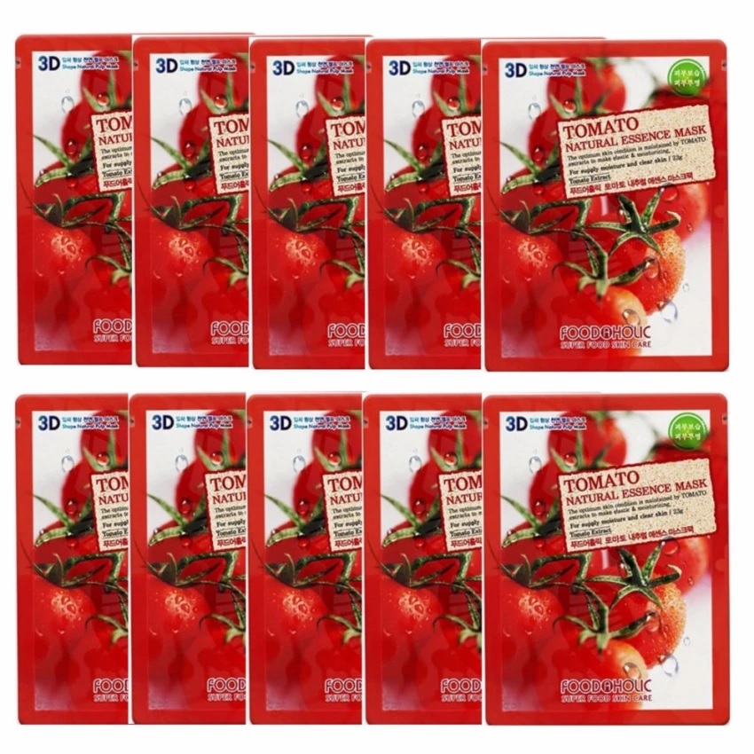 Bộ 10 Gói Mặt Nạ Cung Cấp Độ Ẩm Cho Da 3D Foodaholic Tomato Natural Essence Mask 23ml x10