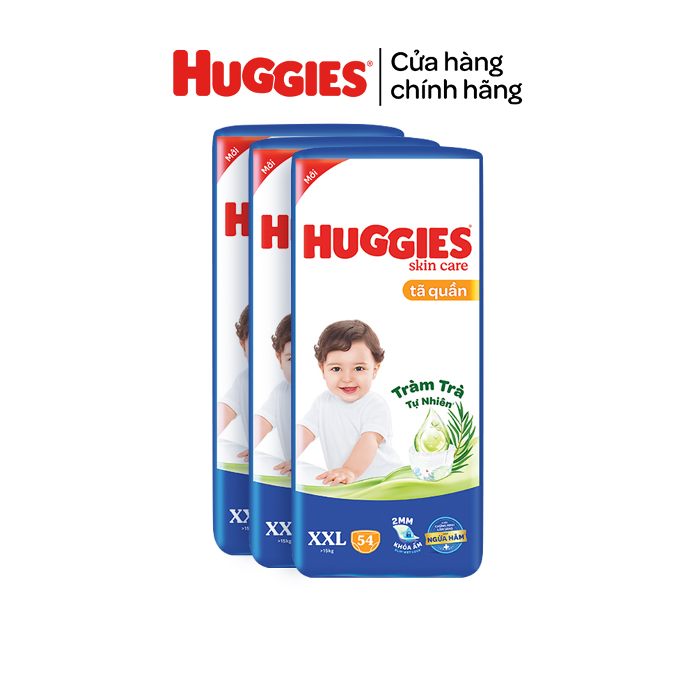 Thùng 3 gói Tã/bỉm quần HUGGIES SKINCARE gói M76+8/L68/XL60/XXL54 (M56/L48/XL40/XXL36+8)