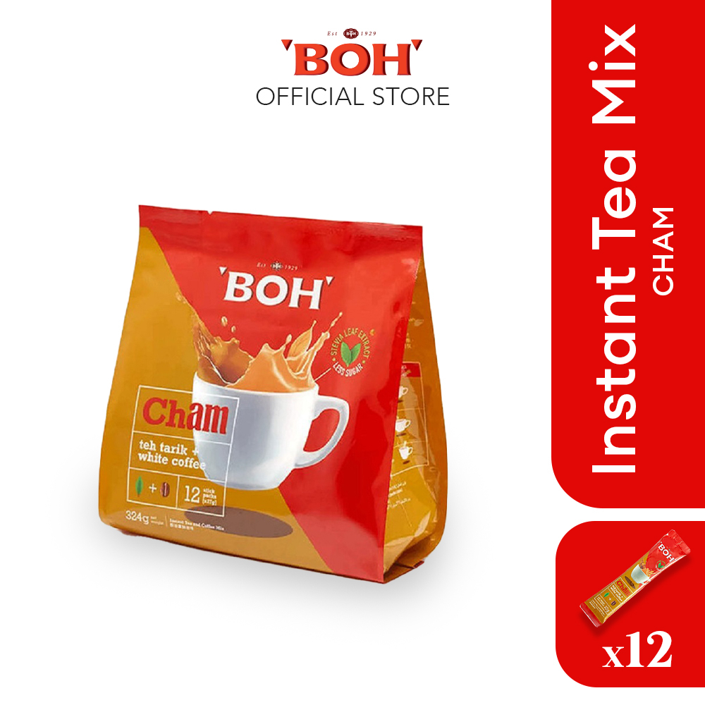 TRÀ UYÊN ƯƠNG ÍT ĐƯỜNG HIỆU BOH - BOH CHAM TEA & COFFEE MIX LESS SUGAR (12's)