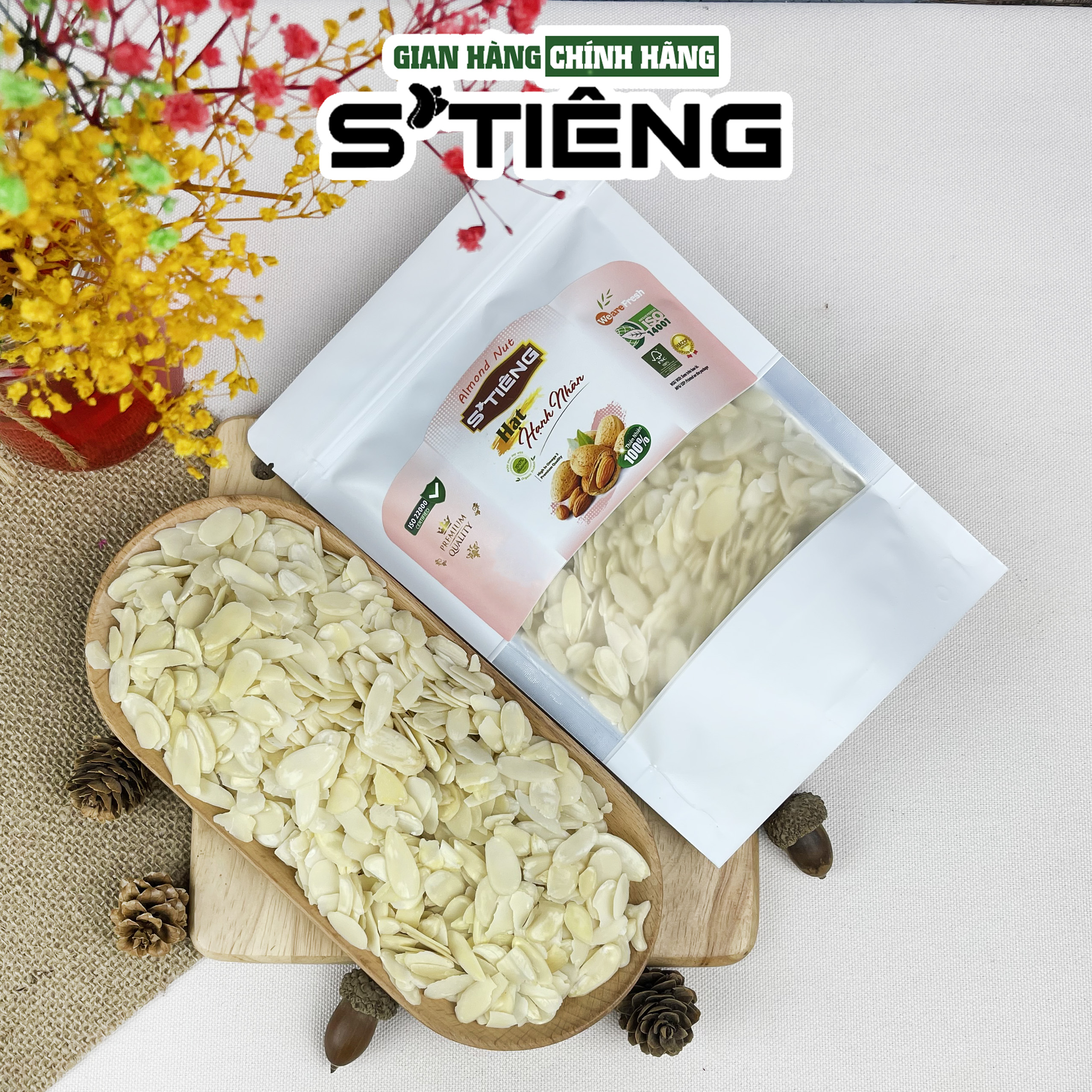 250Gr Hạt Hạnh Nhân Cắt Lát S'TIÊNG Làm Sữa Làm Bánh