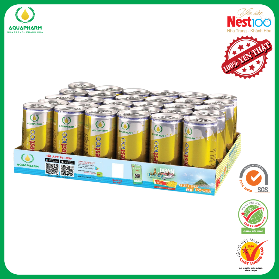 Nước Giải Khát Yến Sào Nest100 Có Đường - lon 190ml (Khay 30 lon)