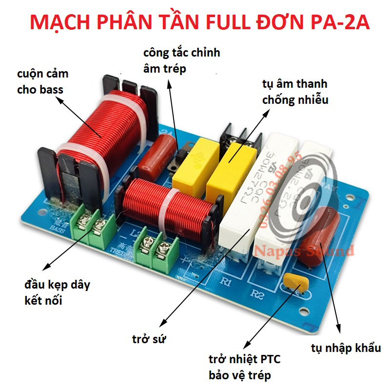 BỘ 2 CÁI MẠCH PHÂN TẦN 2 LOA PA2A CÔNG SUẤT LỚN - CÓ CHỈNH TRÉP - MẠCH PHÂN TẦN FULL ĐƠN