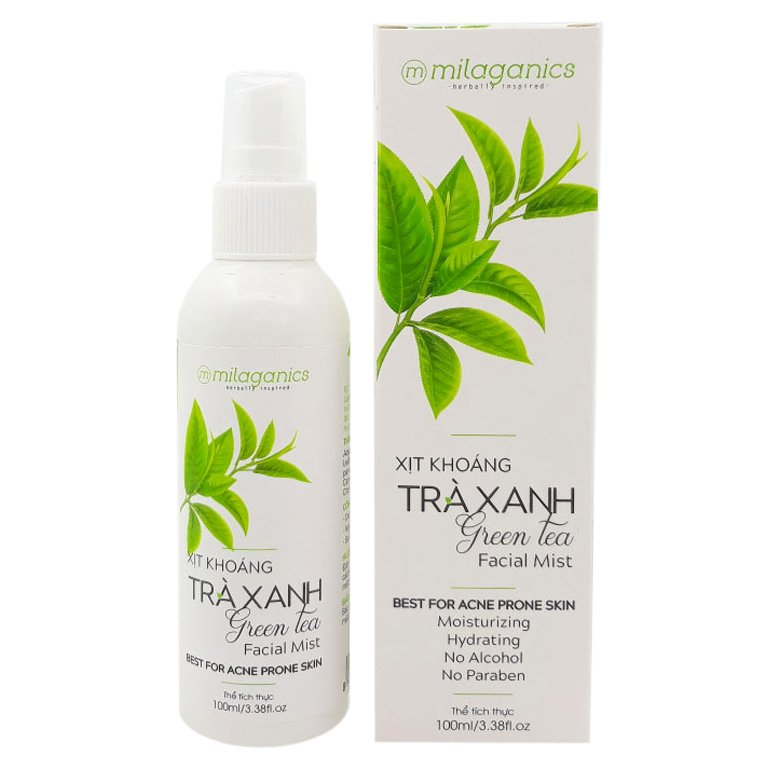 Xịt Khoáng Trà Xanh Cấp Nước, Ngăn Ngừa Mụn Milaganics