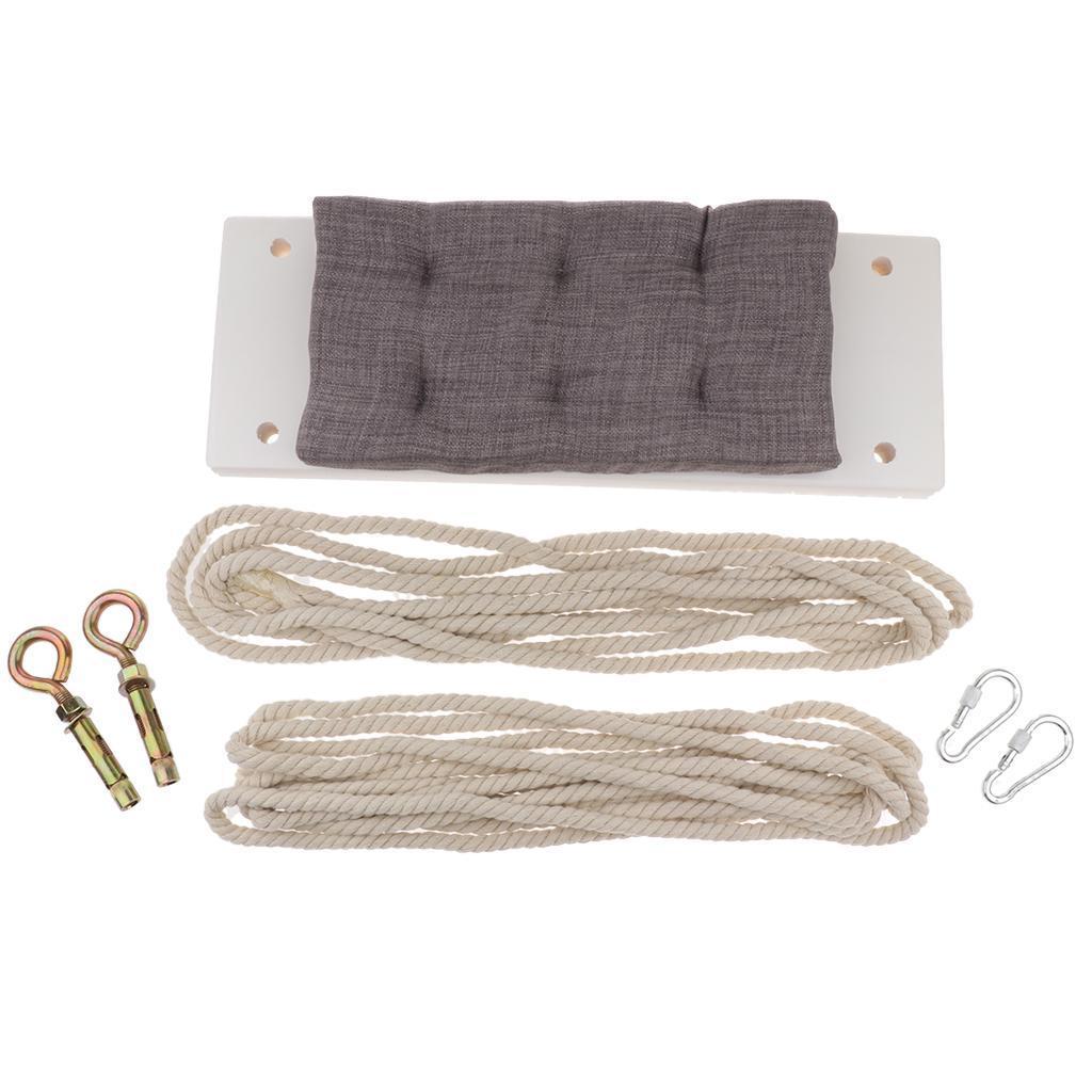 Hanging Rope Wooden Swing with Sponge Cushion Kids Outdoor Indoor Swing Pink Pad