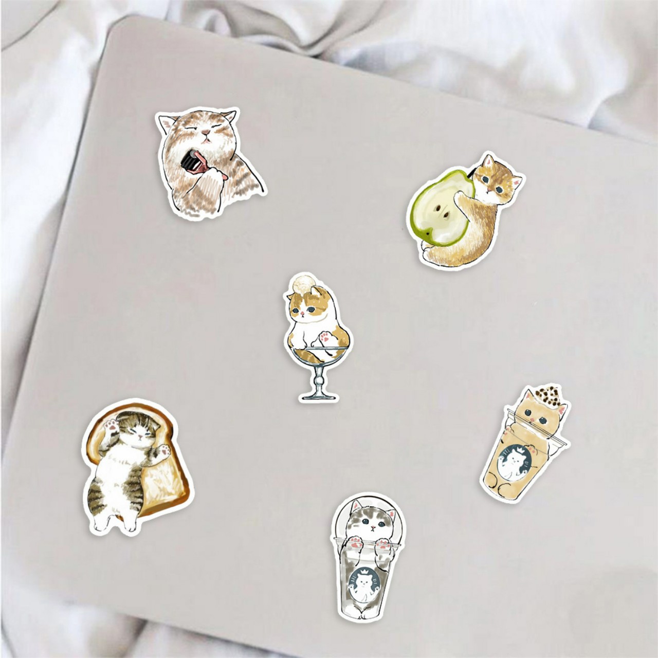 Bộ sticker chống thấm nước trang trí mũ bảo hiểm, đàn, guitar, ukulele, điện thoại laptop, dán sticker macbook sticker chủ đề mèo cute kitter