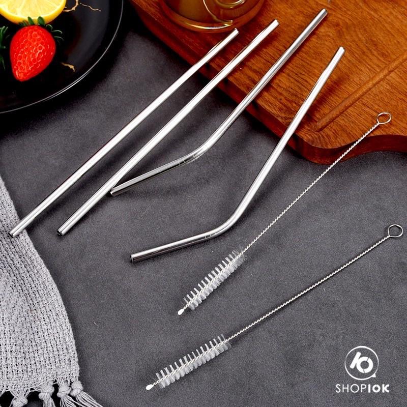 Bộ 2 Ống Hút Inox 304 Kèm Cọ Rửa - Bộ Ống Hút Inox Kèm Cọ Rửa Tiện Lợi Giá Rẻ