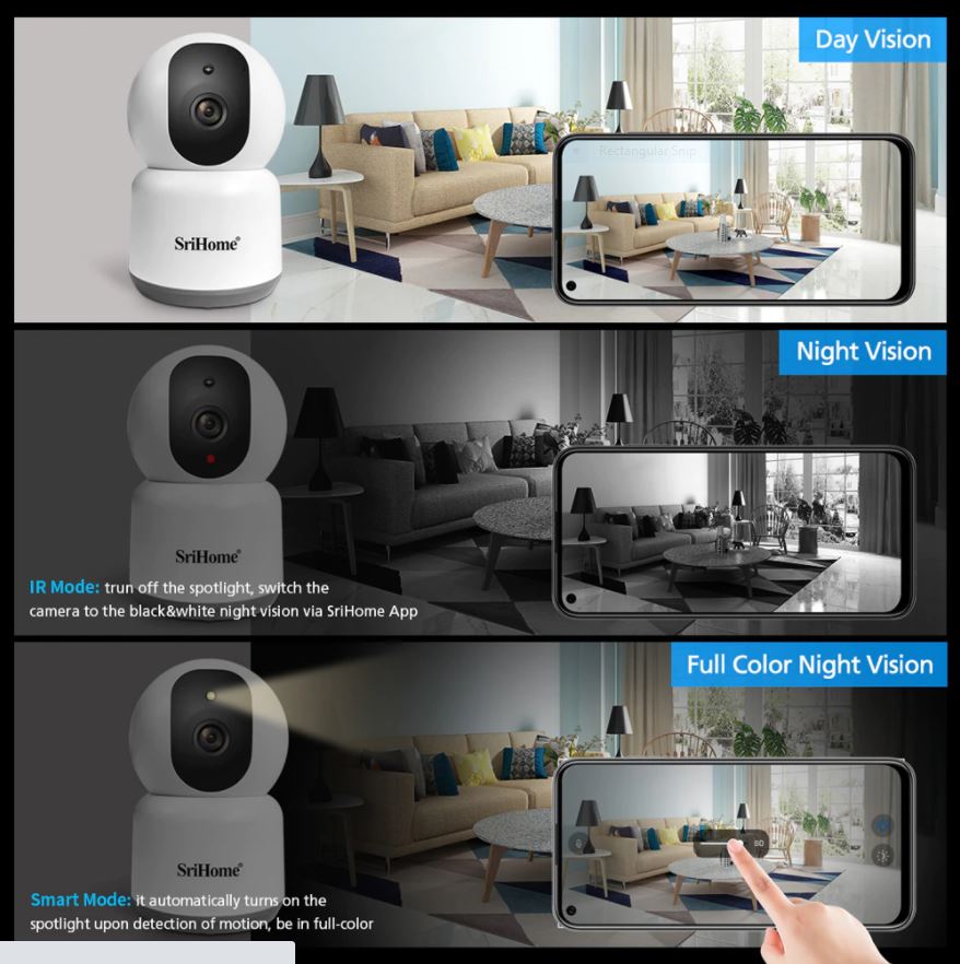 Camera IP SriHome SH038 4.0Mp siêu nét xem màu ban đêm hỗ trợ băng tần 5Ghz - Hàng nhập khẩu