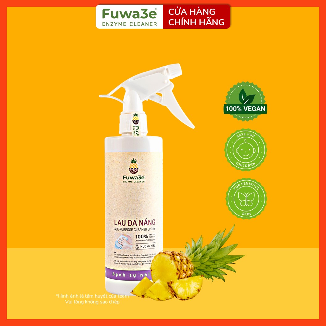 Nước lau đa năng enzyme sinh học từ vỏ dứa Fuwa3e dùng cho nhiều bề mặt 500ml hương NHU