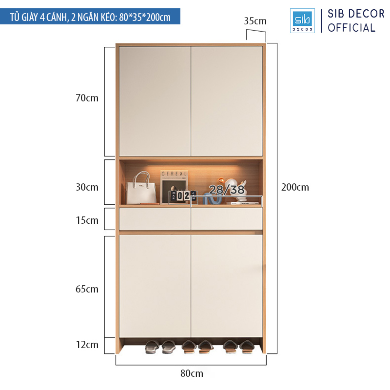 Tủ Giày Gỗ Đa Năng SIB Decor Đặt Tại Lối Vào Phòng Khách