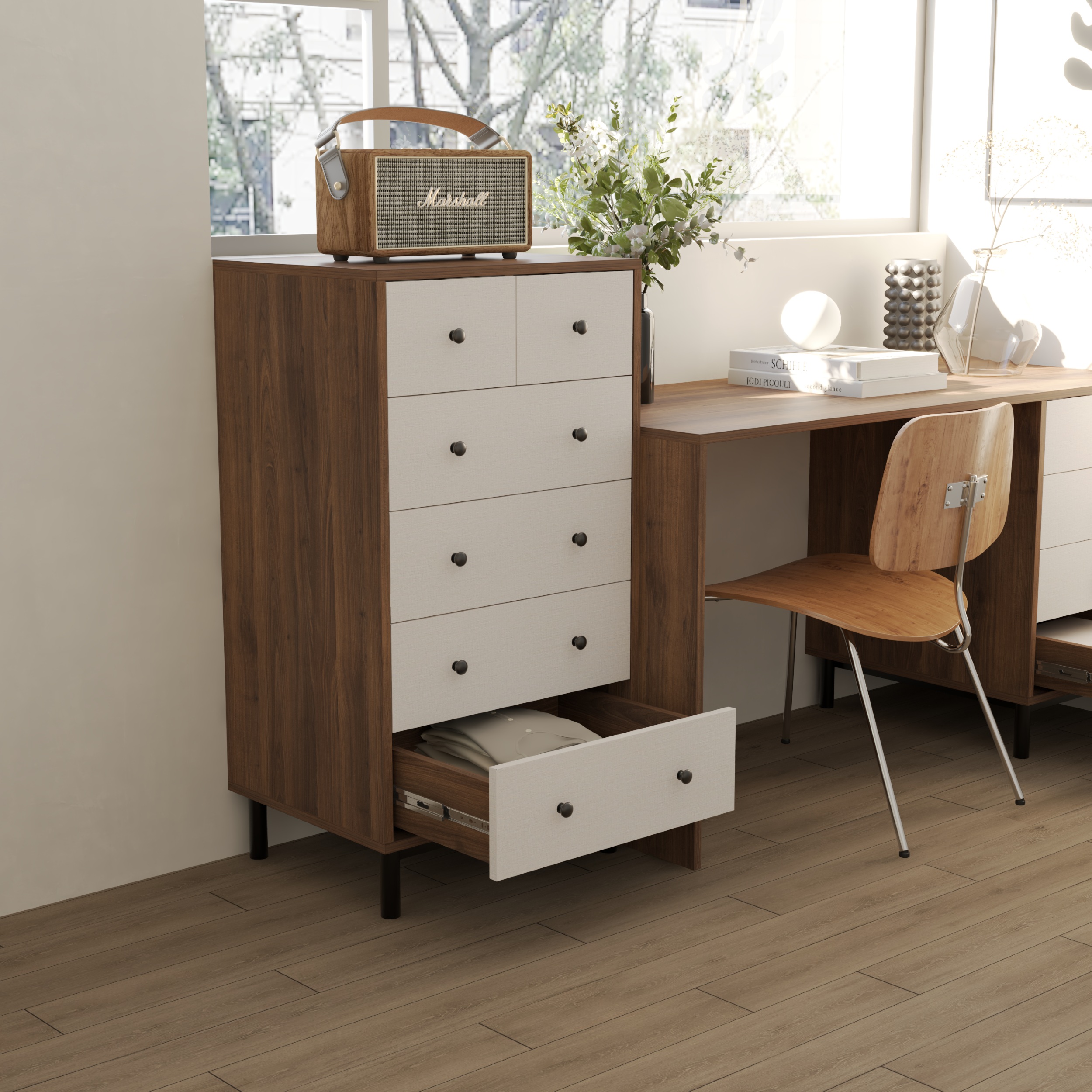HAPPY FURNITURE , Tủ lưu trữ 6 ngăn kéo - LIVIK, THK_275 , 55cm x 45cm x 103cm DxRxC