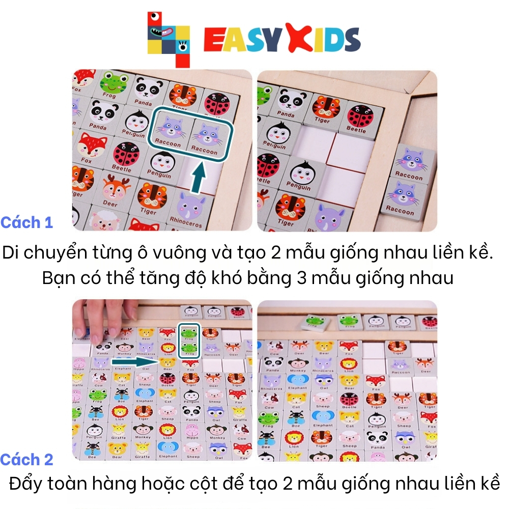 Đồ Chơi Giải Đố Puzzle Bằng Gỗ Xếp Hình Ghép Nối 80 Hình Tiếng Anh, Đồ Chơi Trí Tuệ Tăng IQ Cho Bé