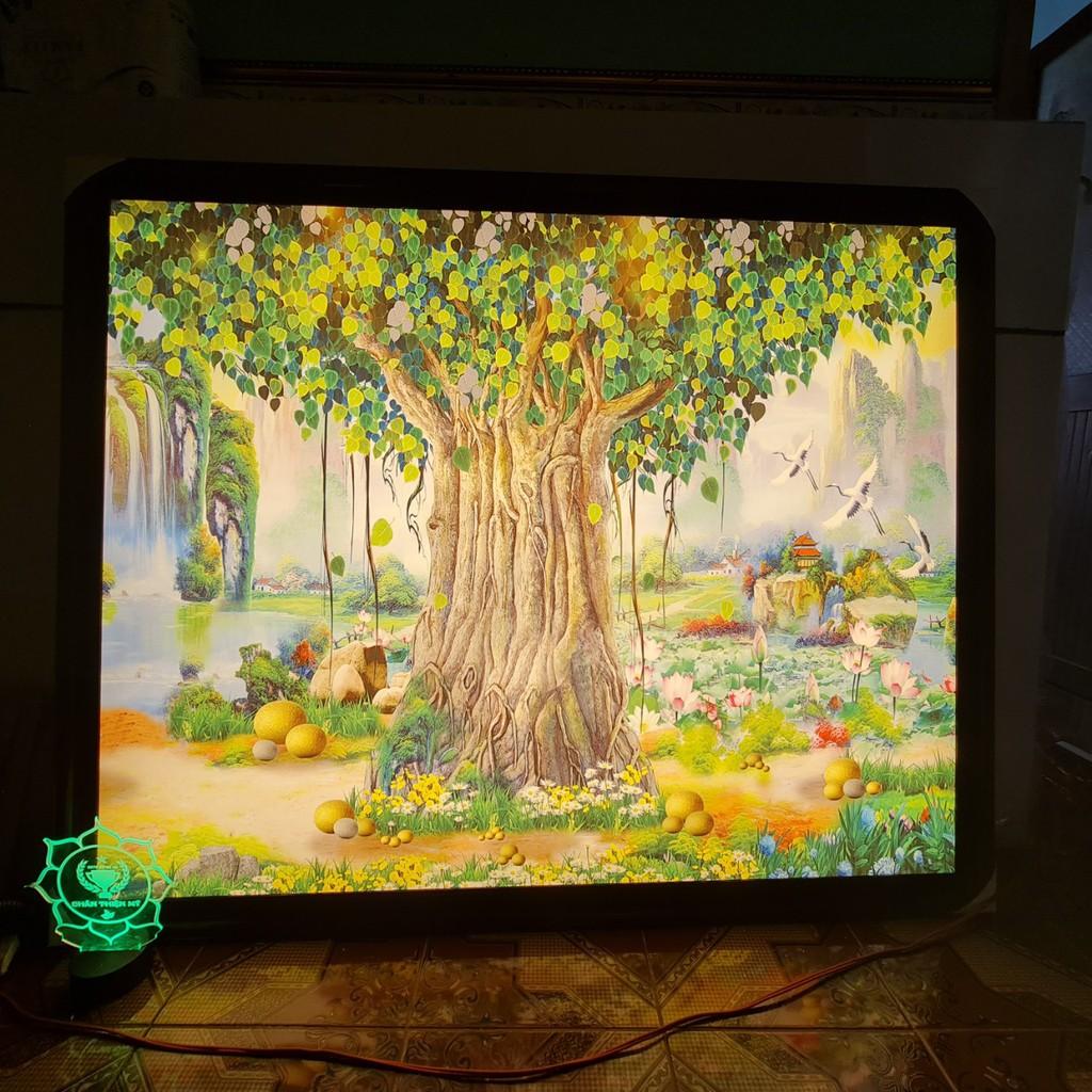 Tranh trúc chỉ in cây bồ đề chuẩn phong thủy 81x126cm