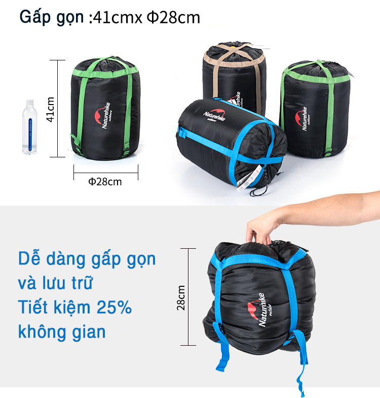 Túi Ngủ Đôi Naturehike 2 Người Kèm Gối SD15M030-J (Có thể tách rời thành 2 túi ngủ đơn)