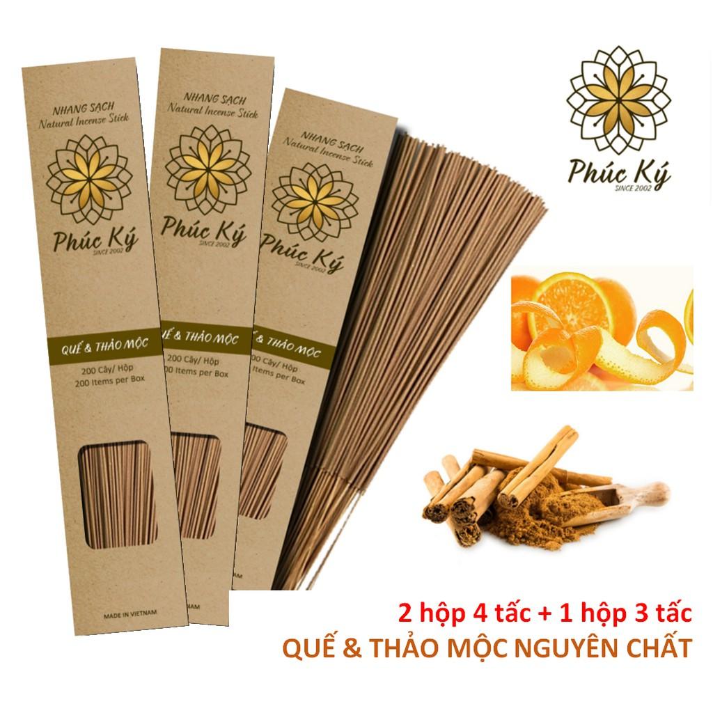 3 hộp Nhang Sạch QUẾ & THẢO MỘC / 200 cây 1 hộp