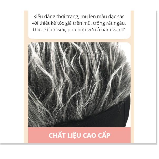 MŨ ĐỘI TÓC GIẢ WIG LANDLORD HAT (Tóc xám khói, vành đen)