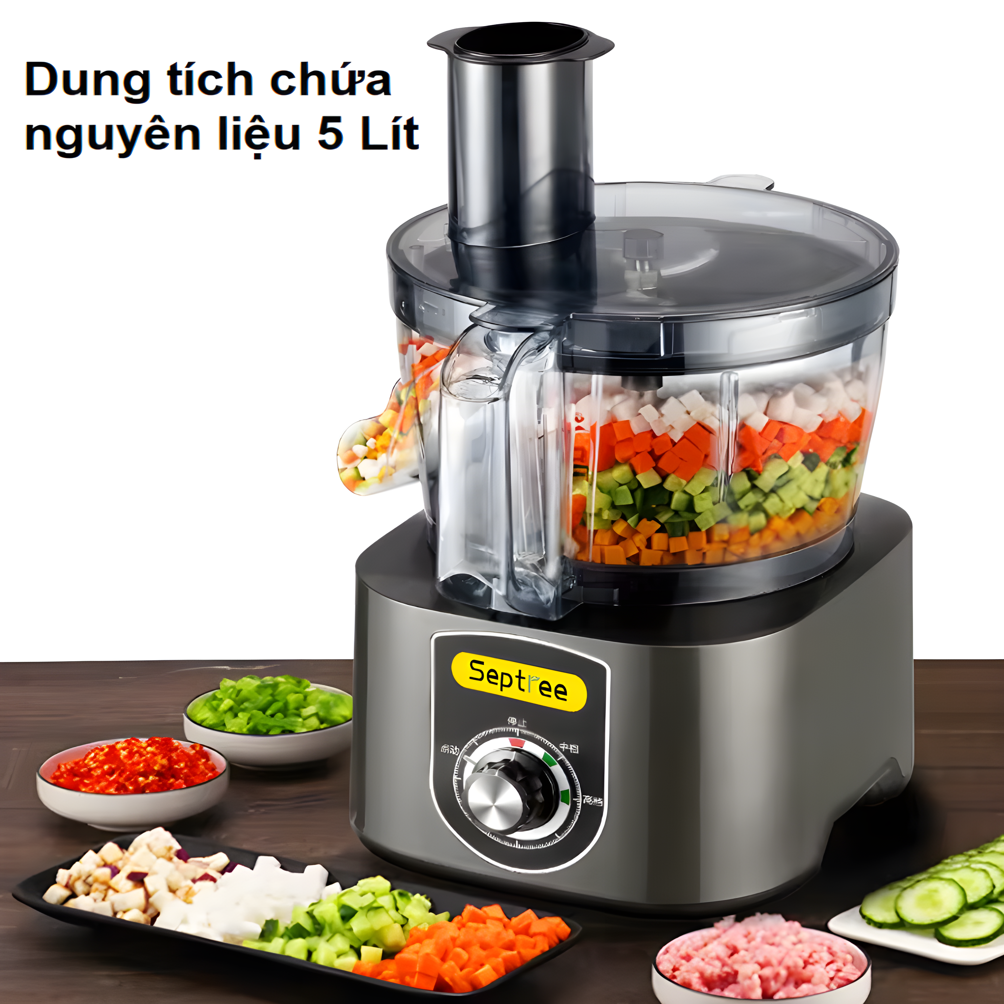 Máy thái rau củ quả đa năng chuyên nghiệp dùng cho gia đình, nhà hàng và khách sạn. Thương hiệu Mỹ cao cấp Septree ANS-A5 - HÀNG CHÍNH HÃNG