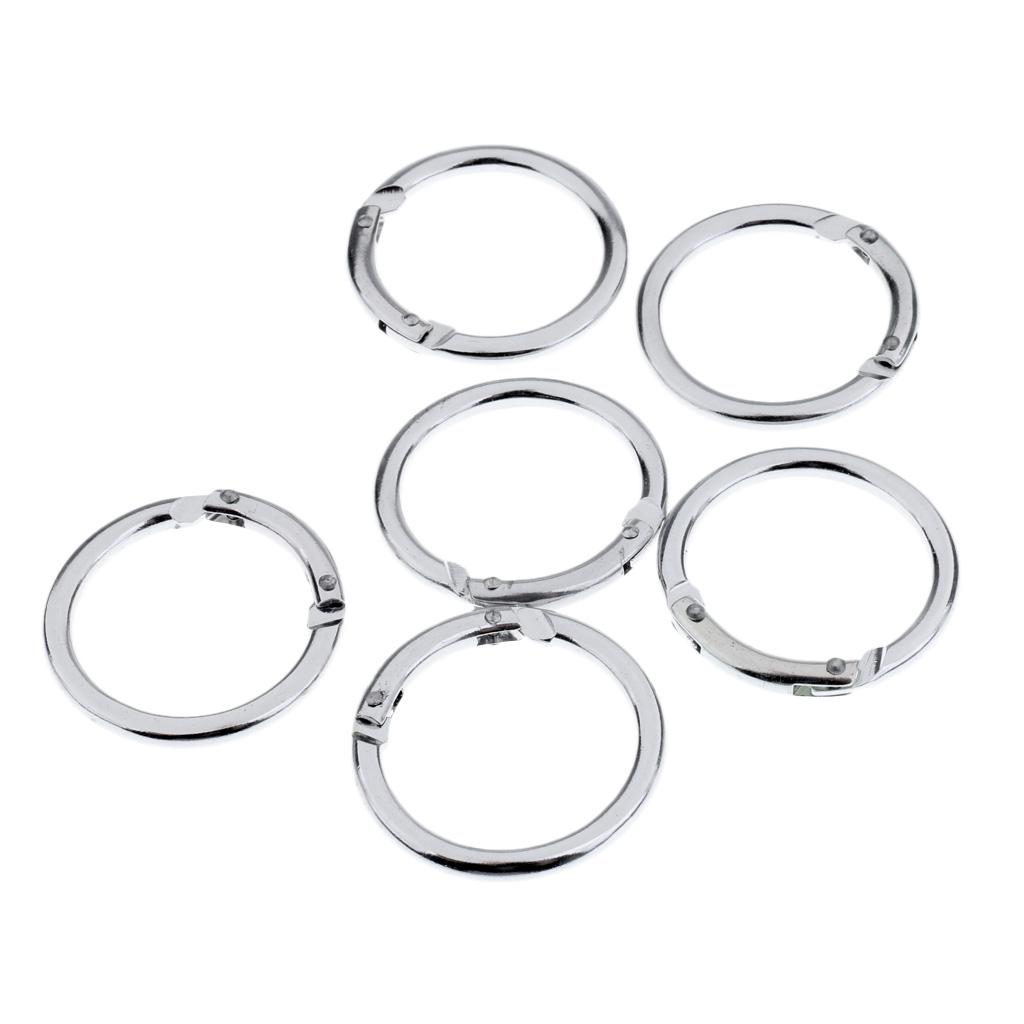 6 Pieces Circle Round Carabiner Hiking Spring Snap Clip Hook Keychain Camping Handbag