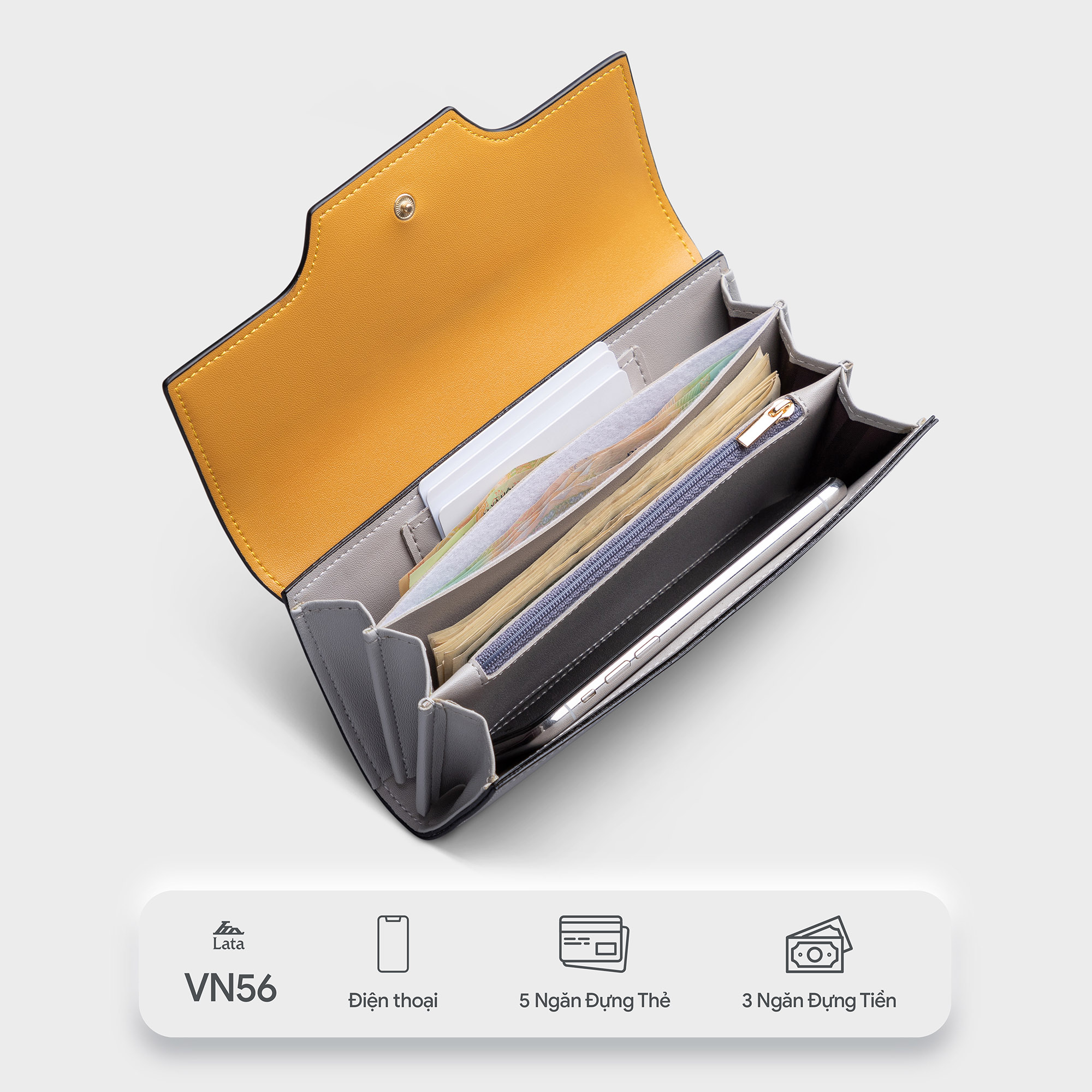 Ví Lata ( Thời trang nữ dáng cầm tay dáng dài - Ví da VN56 )