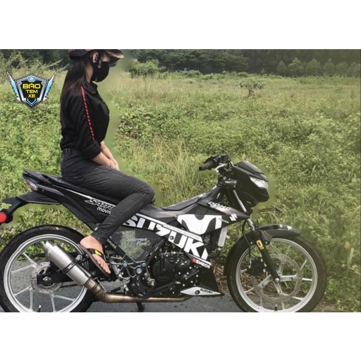 Tem xe Satria fi Movistar trắng đen