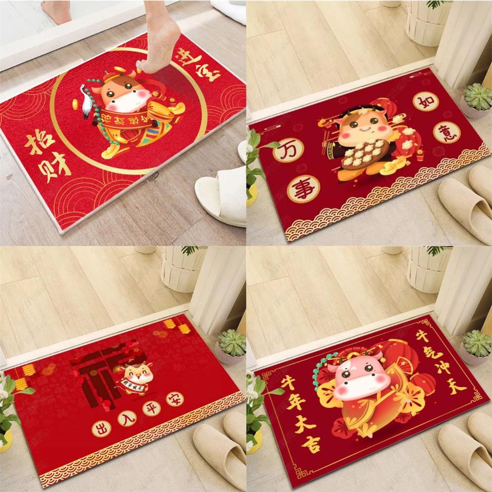 THẢM CHÙI CHÂN LÔNG MỊN HÌNH TRÂU CHO MÙA TẾT TÂN SỬU (40 x 60cm)