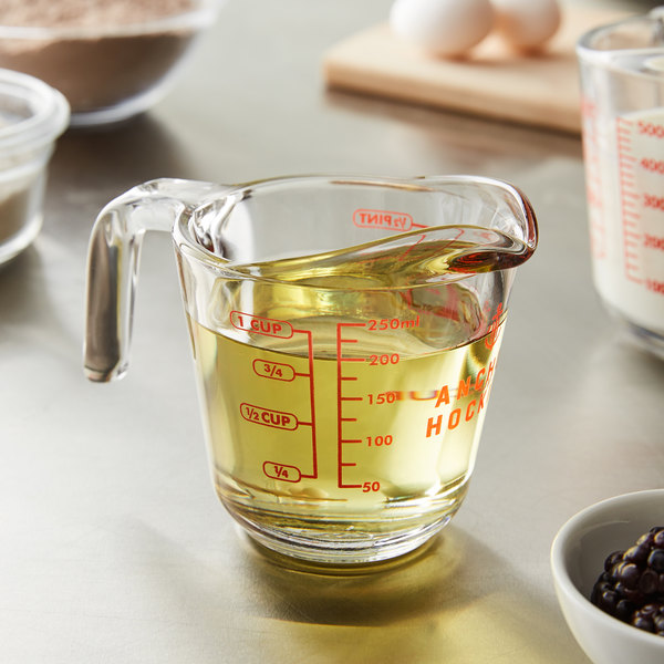 Ca Đong Lường Chất Lỏng Cốc Chia Vạch Dung Tích 250 ml Thủy Tinh Cường Lực Chịu Nhiệt Anchor Hocking USA