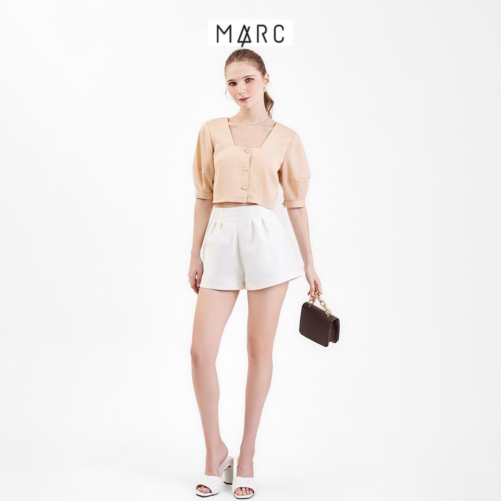 Áo kiểu croptop cổ vuông nữ MARC FASHION tay phồng cài nút CBNH080422