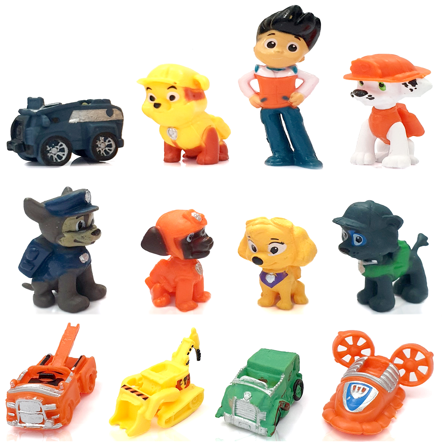 Bộ 12 đồ chơi mô hình đội Chó Cứu Hộ Paw Patrol nhựa cứng (3-6 cm)