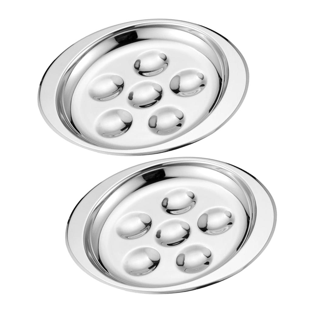 Set Of 2, Stainless Steel French Escargot Baking Plate Mushroom Snail Dish