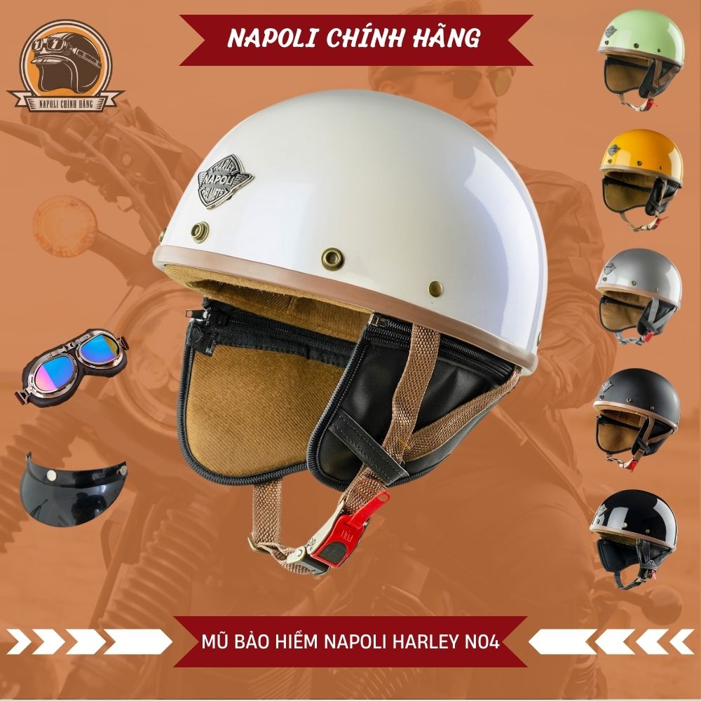 Mũ Bảo Hiểm Napoli 1/2 N04 [FREESHIP] [CHÍNH HÃNG] - Nón Bảo Hiểm Nửa Đầu Napoli Harley N120