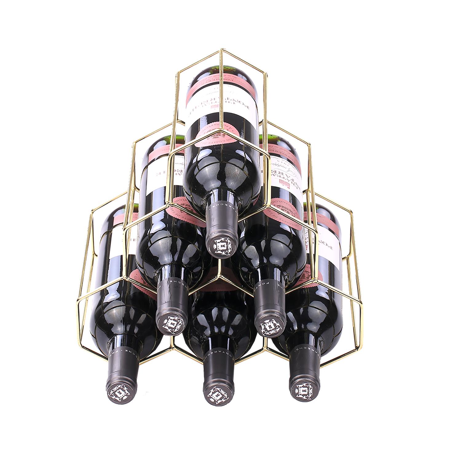 Giá đỡ trưng bày 6 chai rượu có đế bằng kim loại