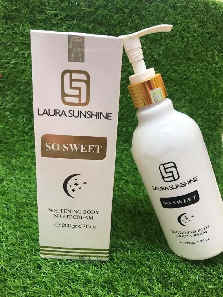 Kem Body dưỡng ẩm trắng da ban đêm Laura Sunshine So Sweet 200g