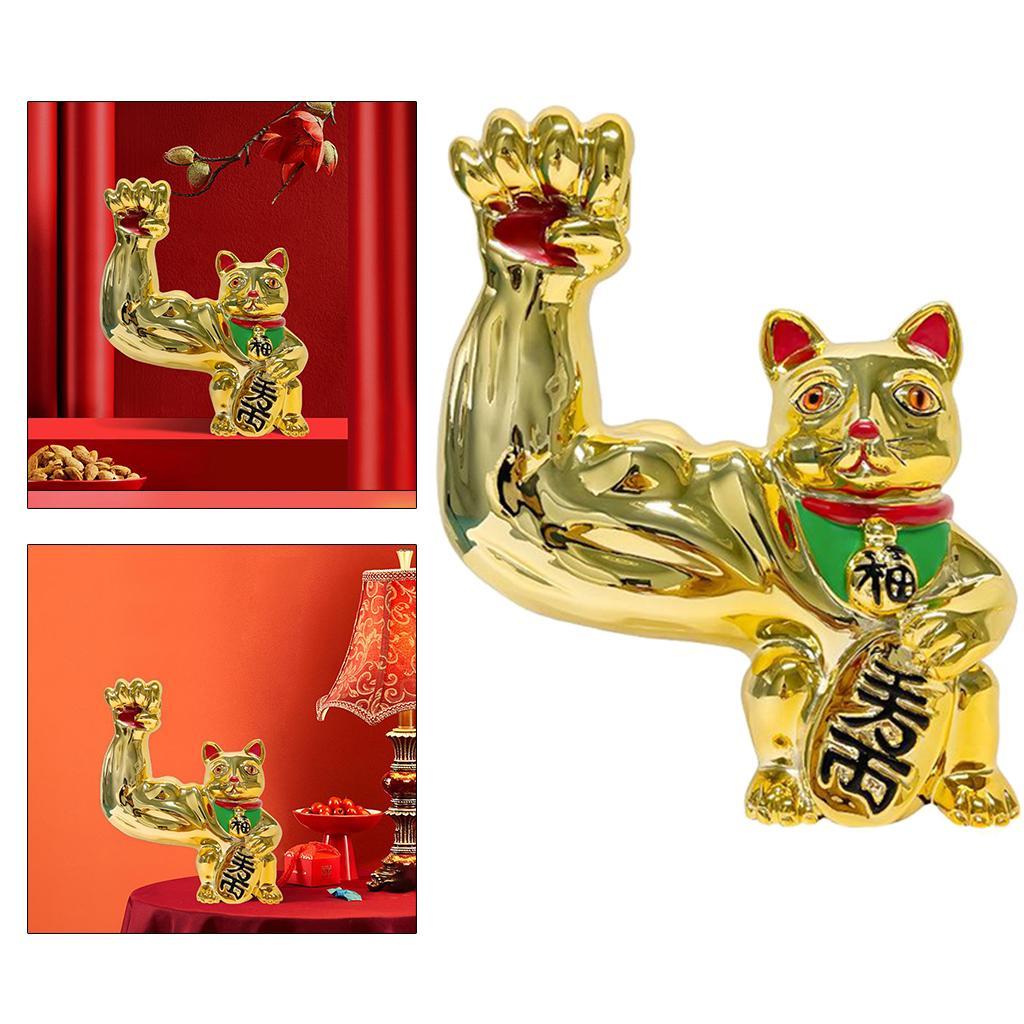 Tượng Mèo May Mắn Phong Thủy Trang Trí Bàn