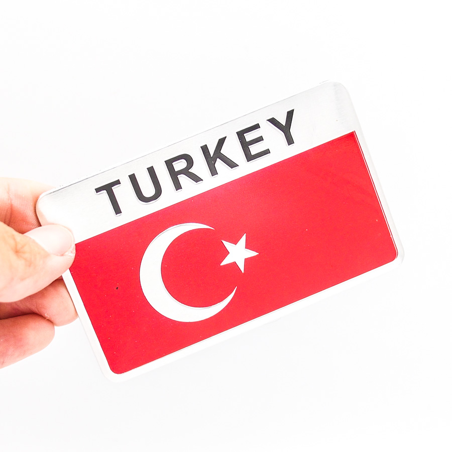 Sticker hình dán metal cờ Thổ Nhĩ Kỳ Turkey