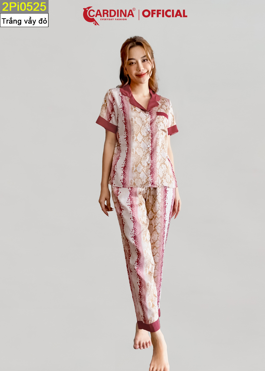 Đồ Bộ Nữ Pijama Chất Lụa Satin Nhật Cao Cấp Quần Dài Áo Cộc Tay Co Giãn Nhẹ 2Pi05