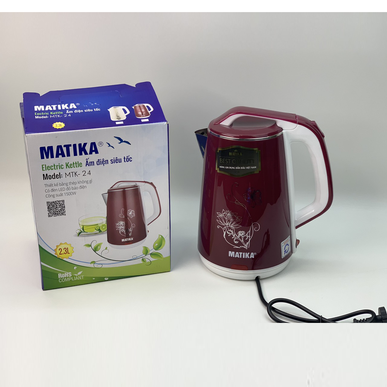 Ấm siêu tốc ủ giữu nhiệt Matika MTK-24 - hàng chính hãng