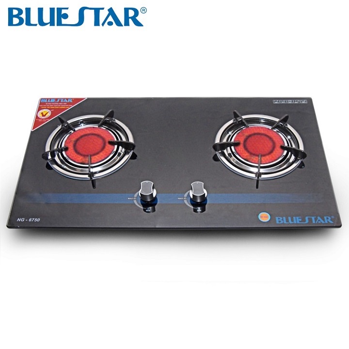 Bếp gas âm hồng ngoại Bluestar NG-6750C, 2 vòng lửa có đầu hâm - Hàng chính hãng