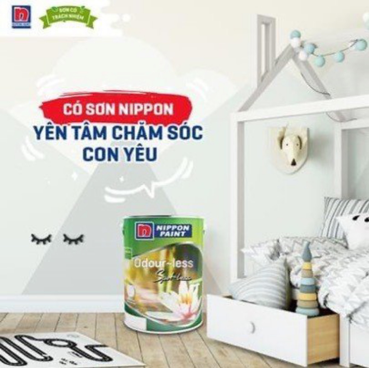 Sơn nội thất Cao Cấp Odour-less Spot-less dễ chùi rửa vết bẩn tuyệt vời (MÀU TRẮNG)