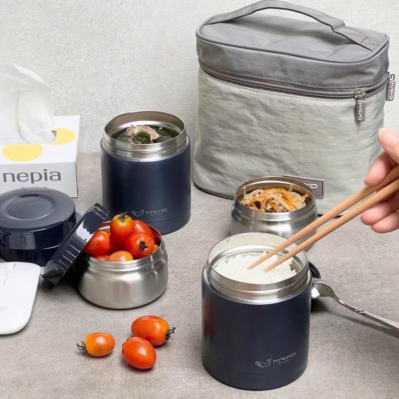 [AnhOtShop] Bộ Hộp Cơm Giữ Nhiệt 5 Món Kaiyo – 4 Hộp Inox 304 Giữ Nhiệt Lâu, Kèm Túi Giữ Nhiệt – Mang Cơm Đi Làm, Văn Phòng &amp; Đi Học