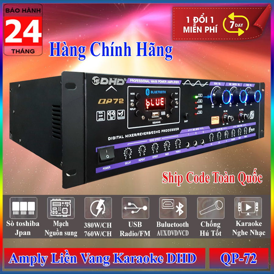 Amply Liền Vang Karaoke DHD QP-72 - Hàng Chính Hãng